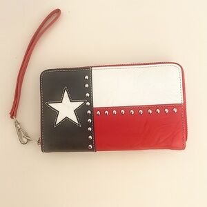 Montana West faux leather studded Texas flag wallet